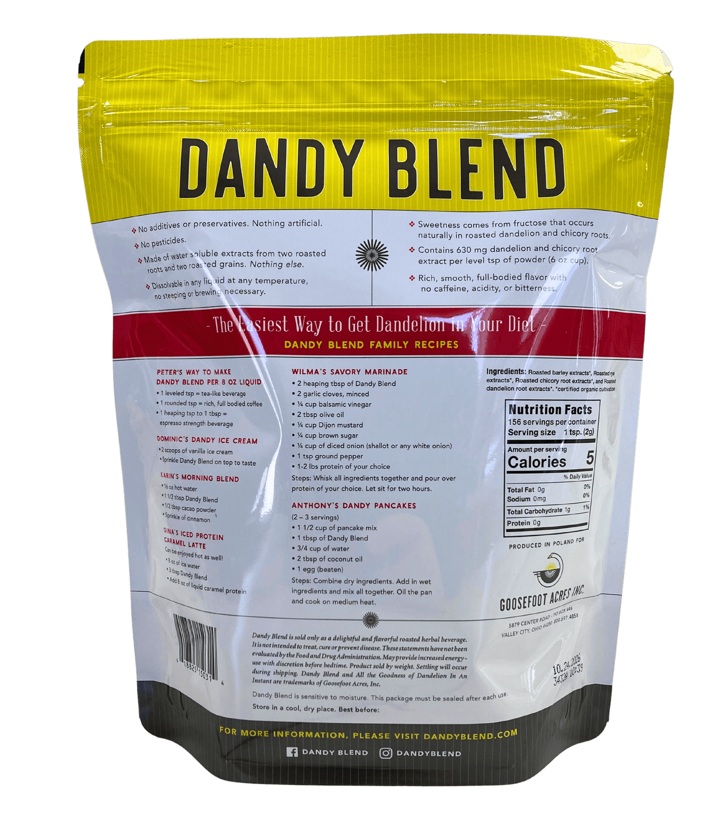 Dandy Blend, Organic, Instant Beverage