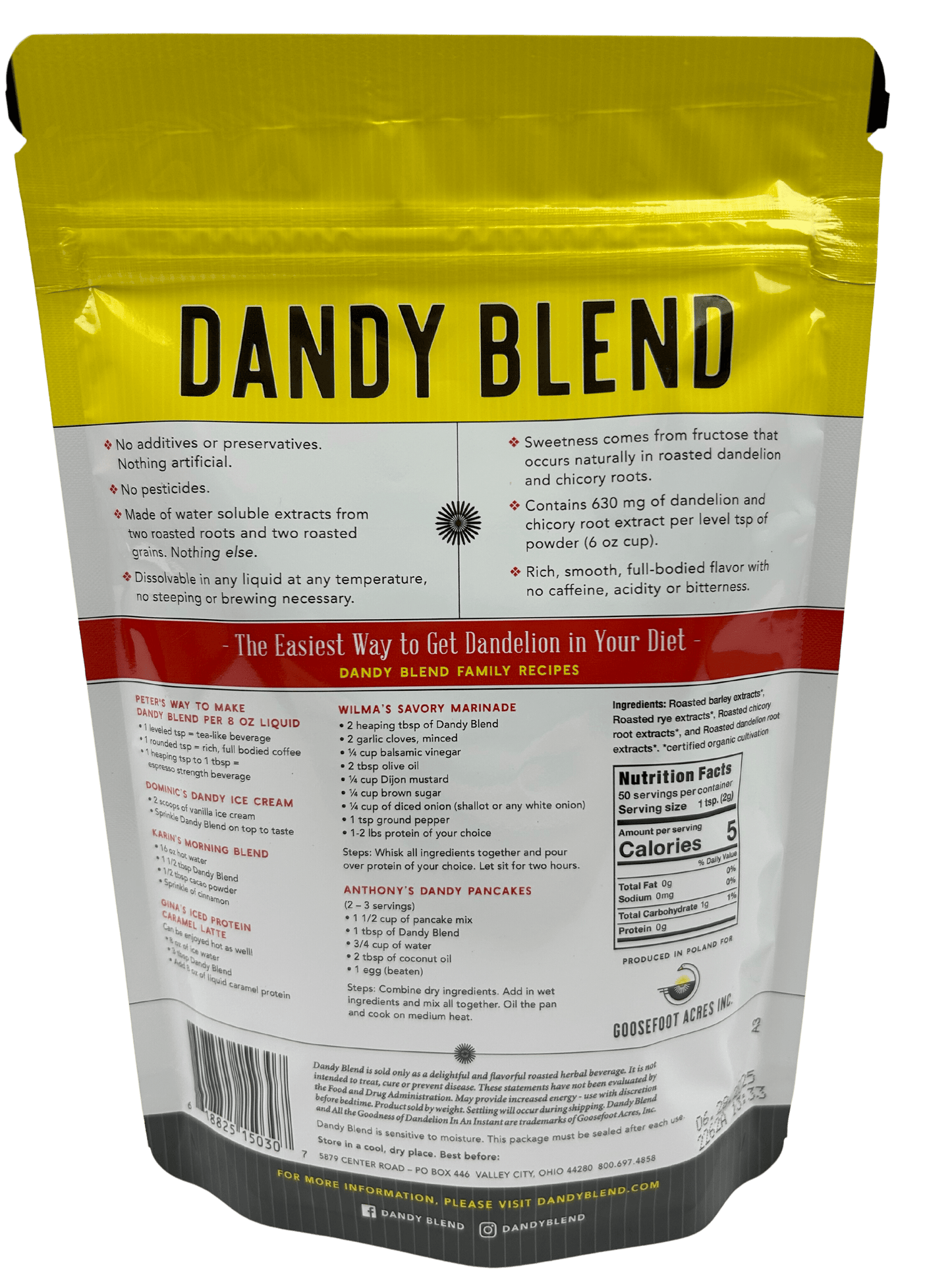 Dandy Blend, Organic, Instant Beverage