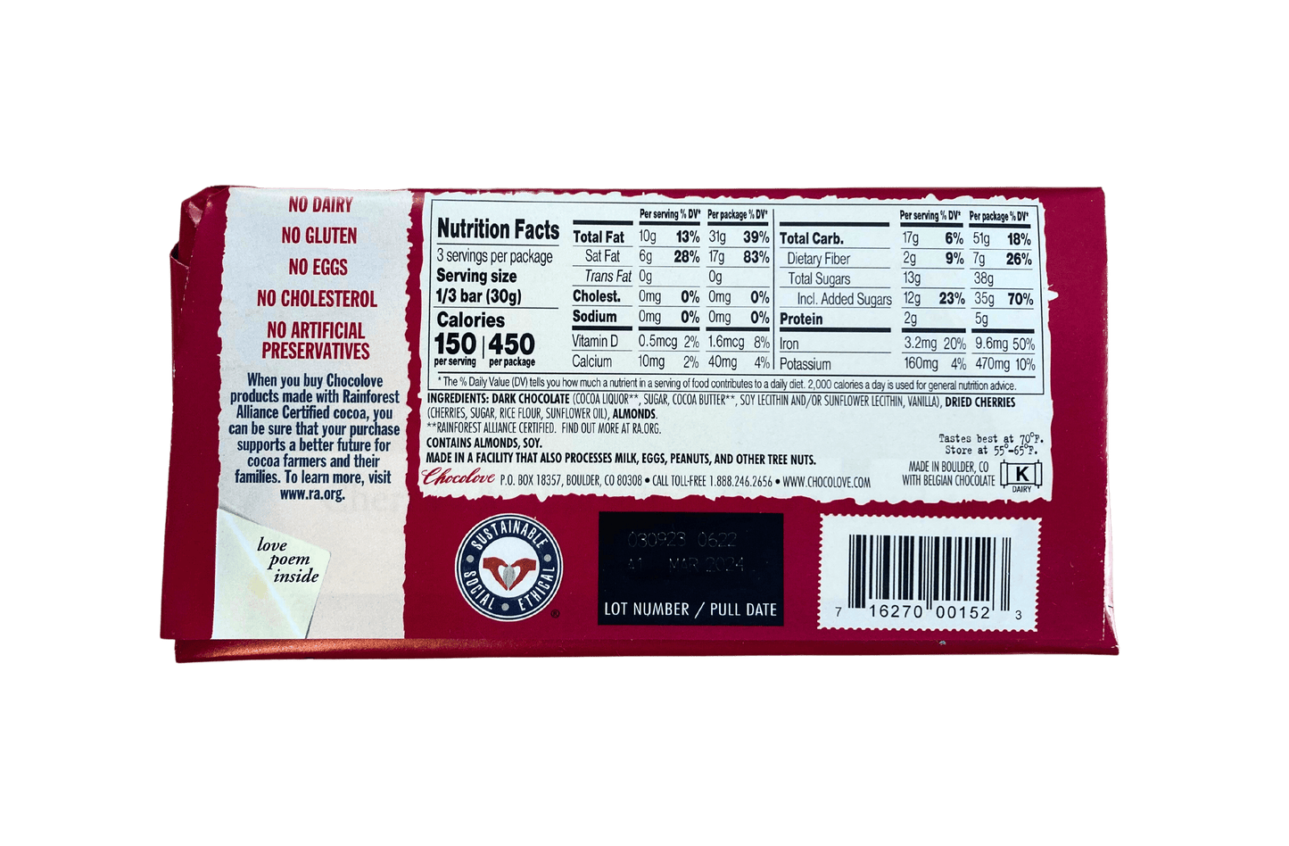 Chocolate Bars, Dark, Chocolove