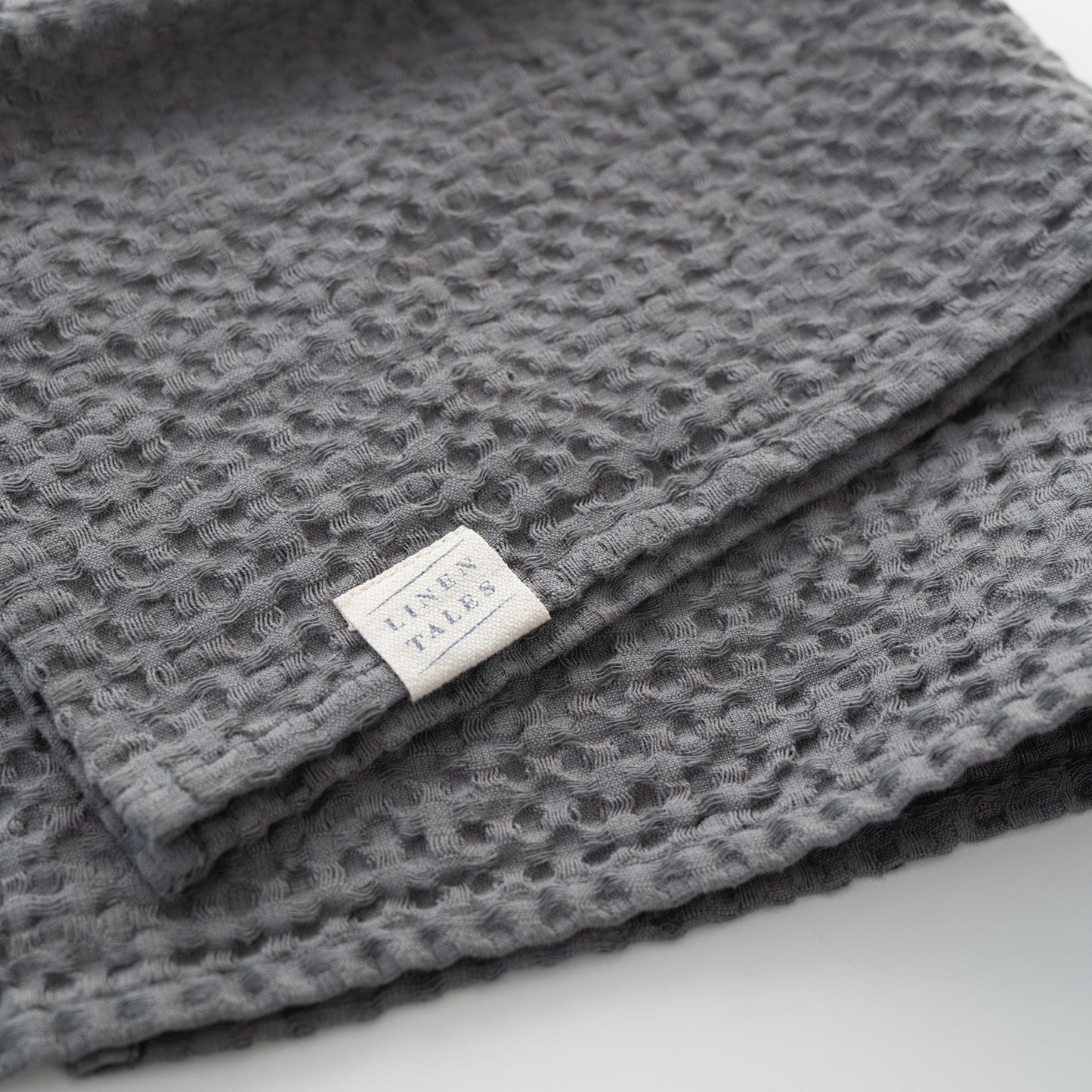 Linen Tales Dark Grey Linen & Cotton Honeycomb Waffle Towel Set