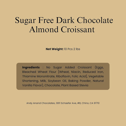 Andy Anand Sugar-Free Dark Chocolate Almond Croissant Cake, 10 pc, 2 lb – Keto & Diabetic-Friendly, Hand-Rolled, Birthday & Holiday Gift