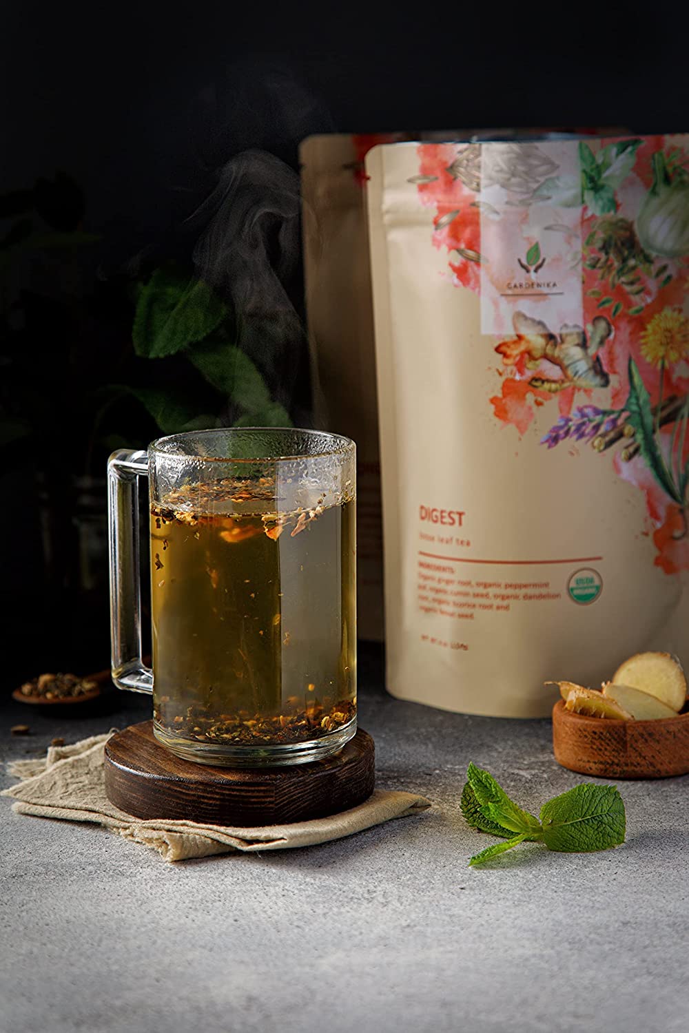 Digest Loose Leaf Tea, USDA Organic, Kosher, Caffeine-Free - 4 oz (114g)