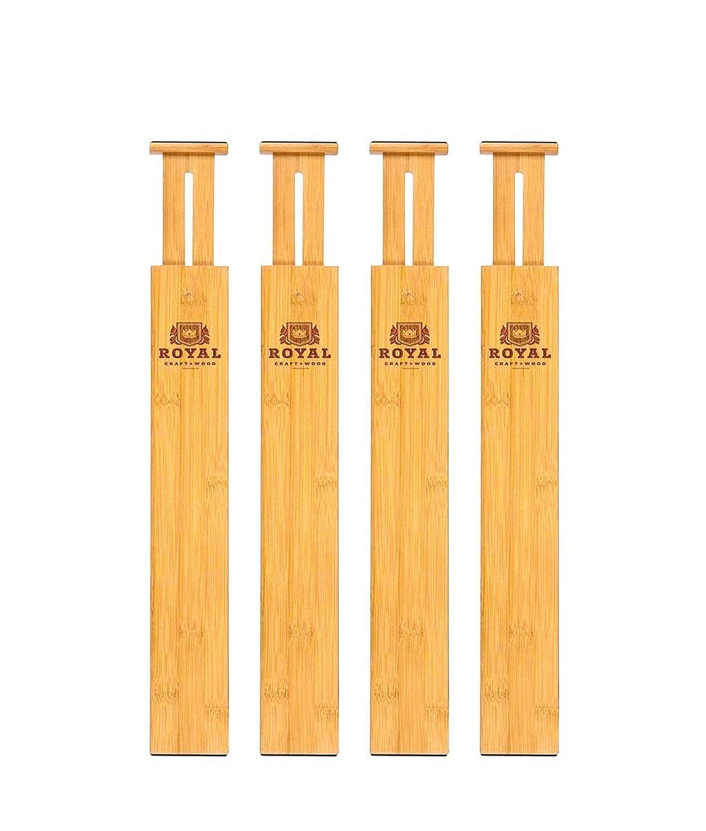 Royal Craft Wood Expandable Drawer Dividers Set of 4 Natural Color