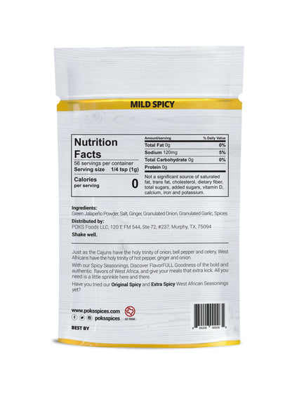 POKS Spices Mild Spicy Jalapeño-Based West African Seasoning - 25 x 2oz