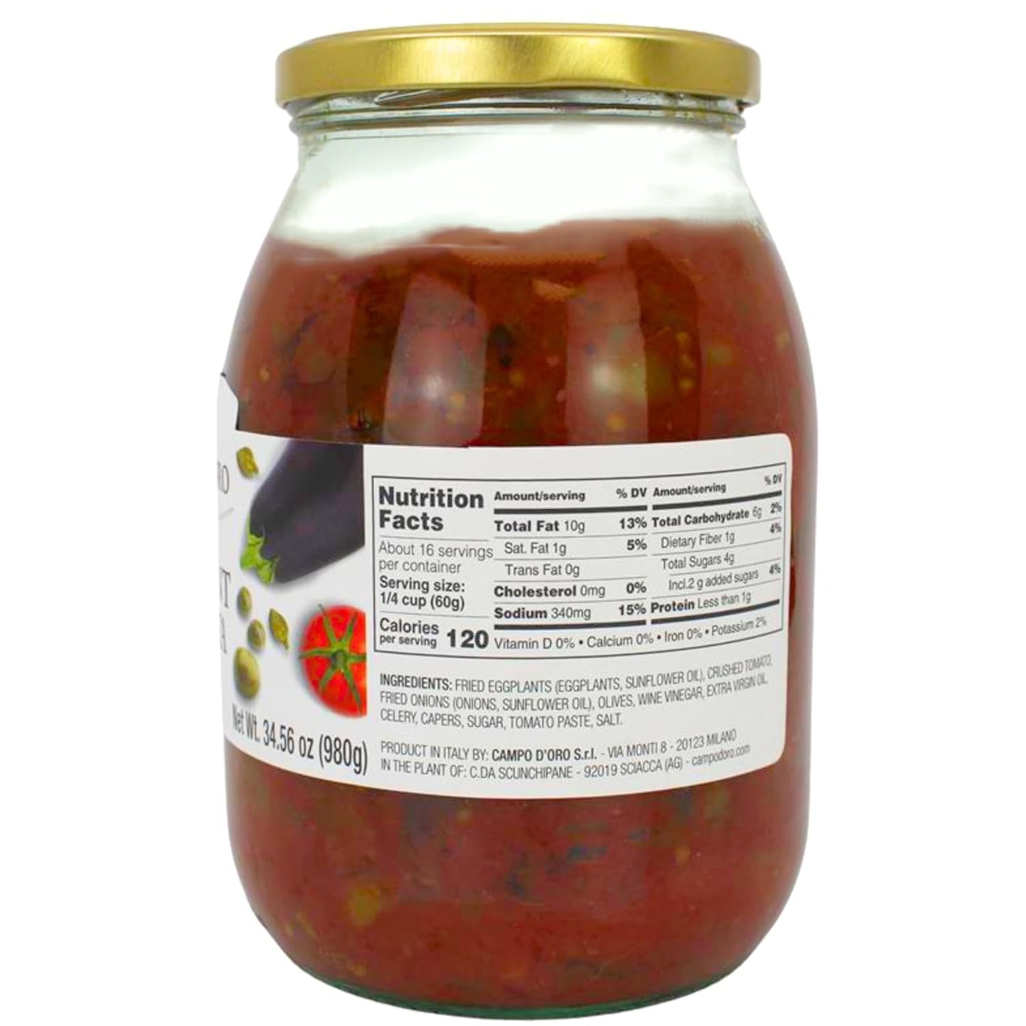 Campo D'Oro, Sicilian Eggplant Caponata, Appetizer, Big Jar, 34.5 oz