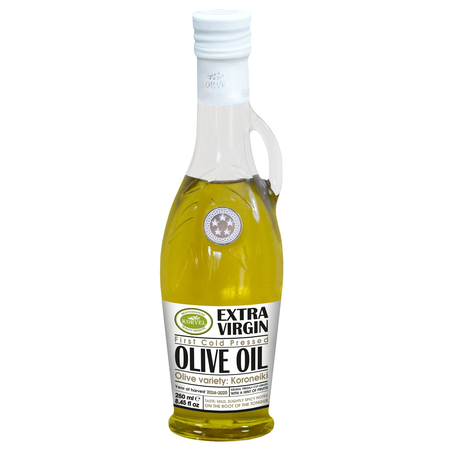 KORVEL Greek Extra Virgin Olive Oil, Amphora 8.45 fl oz (250ml) - 6 pack