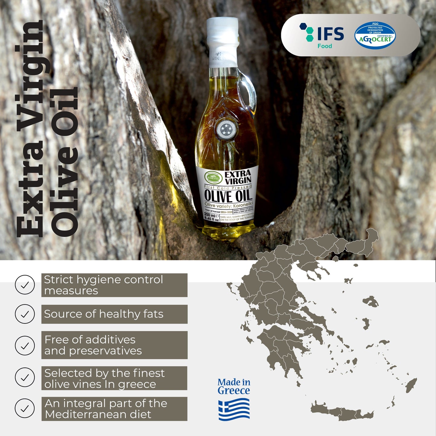 KORVEL Greek Extra Virgin Olive Oil, Amphora 8.45 fl oz (250ml) - 2 pack