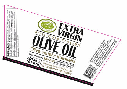 KORVEL Greek Extra Virgin Olive Oil, Amphora Bottle, 16.9 fl oz (500ml)