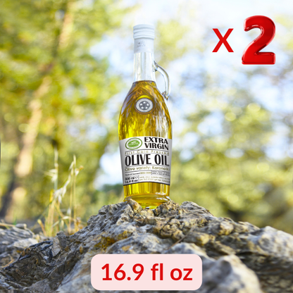 KORVEL Greek Extra Virgin Olive Oil, Amphora 16.9 fl oz (500ml) - 2 pack