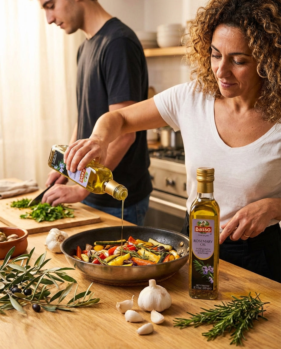 Basso 1904 Rosemary Infused Extra Virgin Olive Oil – Italian Finishing Oil – 8.5 fl oz (250 ml)