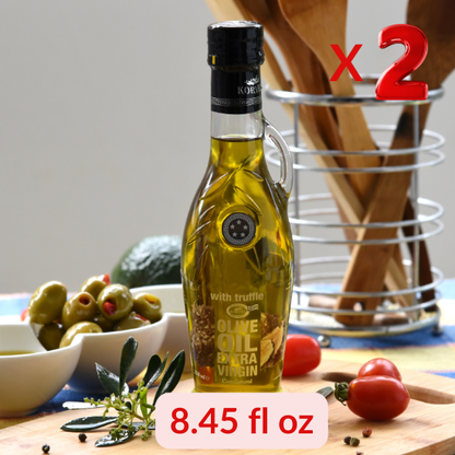 KORVEL Greek Extra Virgin Olive Oil with Truffle-flavored, Amphora 8.45 fl oz (250ml) - 2 pack