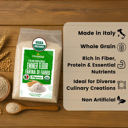L'Oro Del Sud, Organic Emmer (Farro), (2 kg) 4.4 lb