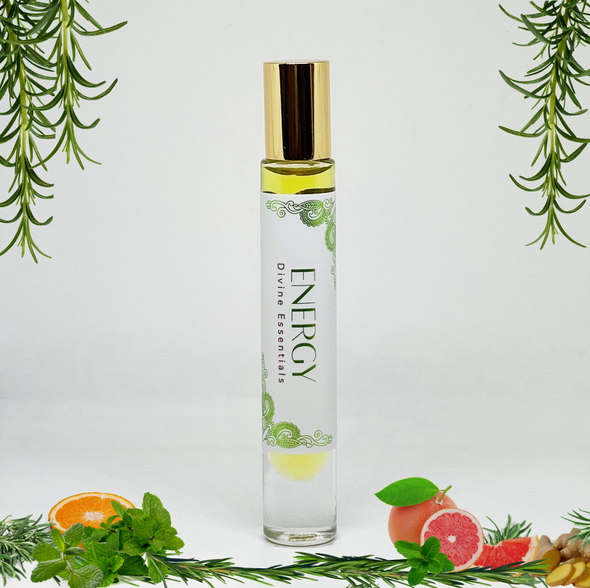 Divine Essentials Energy Oil – Natural Roll-On for Focus & Mood Boost