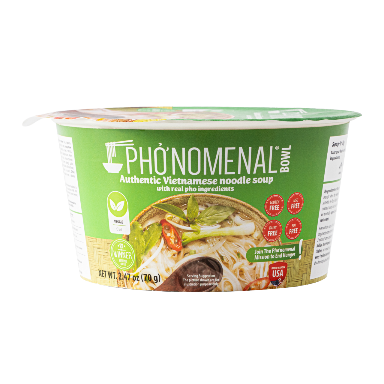 Pho’nomenal Bowl Instant Veggie Pho (Case of 6 Bowls)
