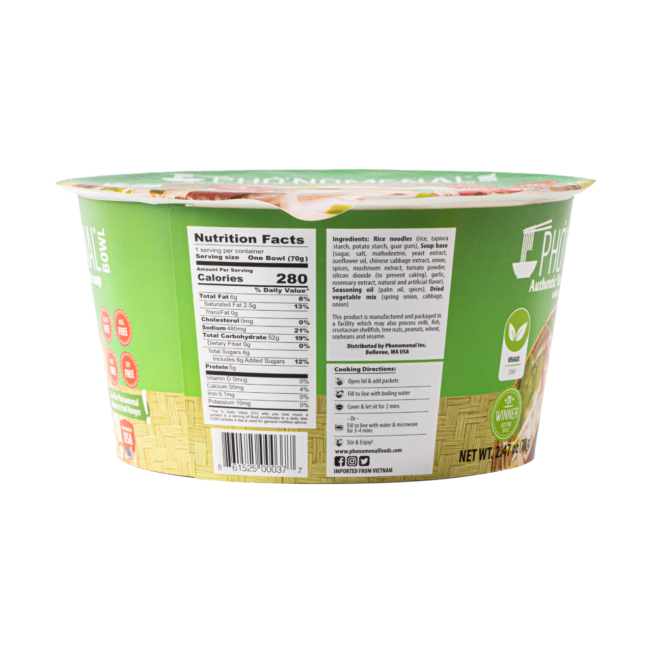 Pho’nomenal Bowl Instant Veggie Pho (Case of 6 Bowls)