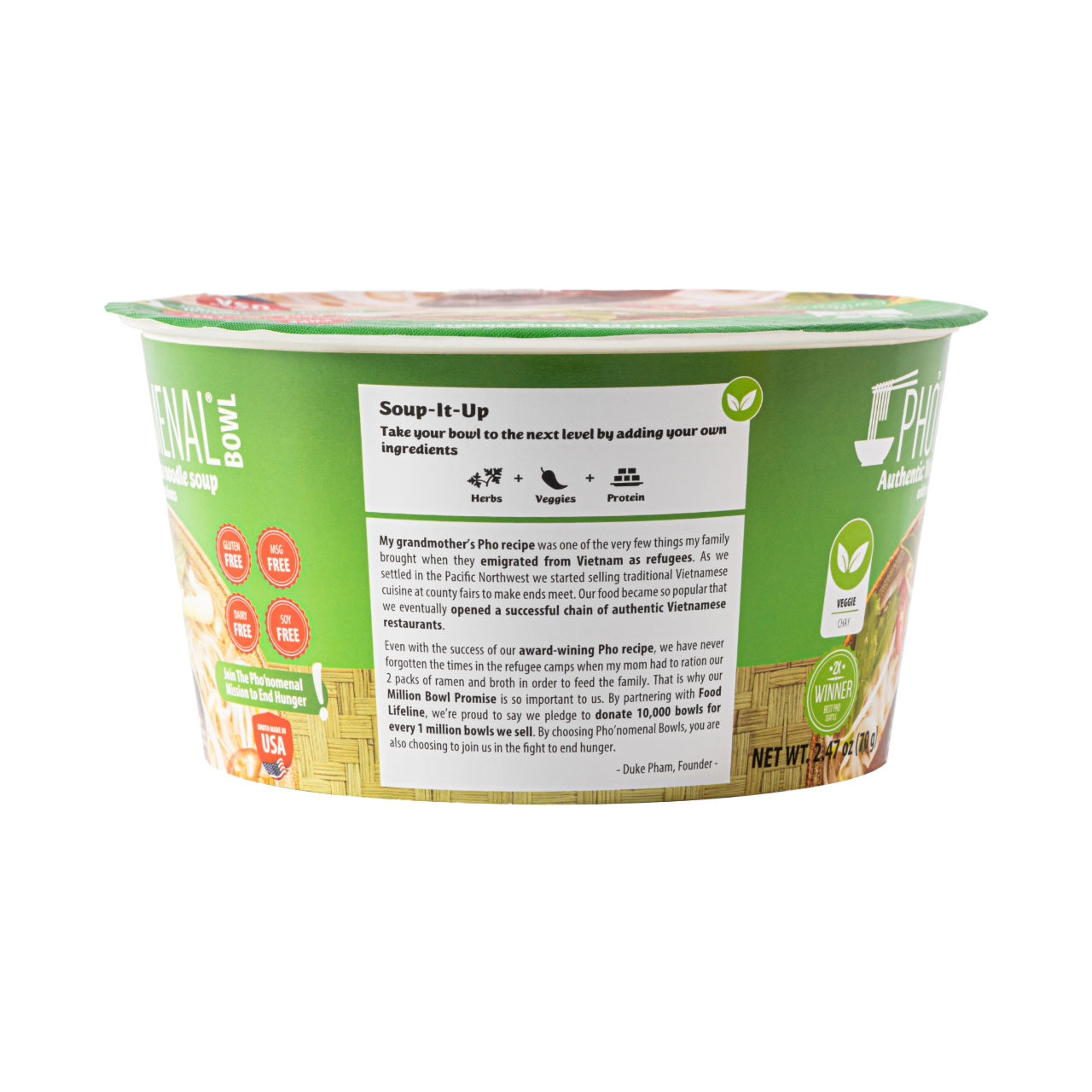 Pho’nomenal Bowl Instant Veggie Pho (Case of 6 Bowls)