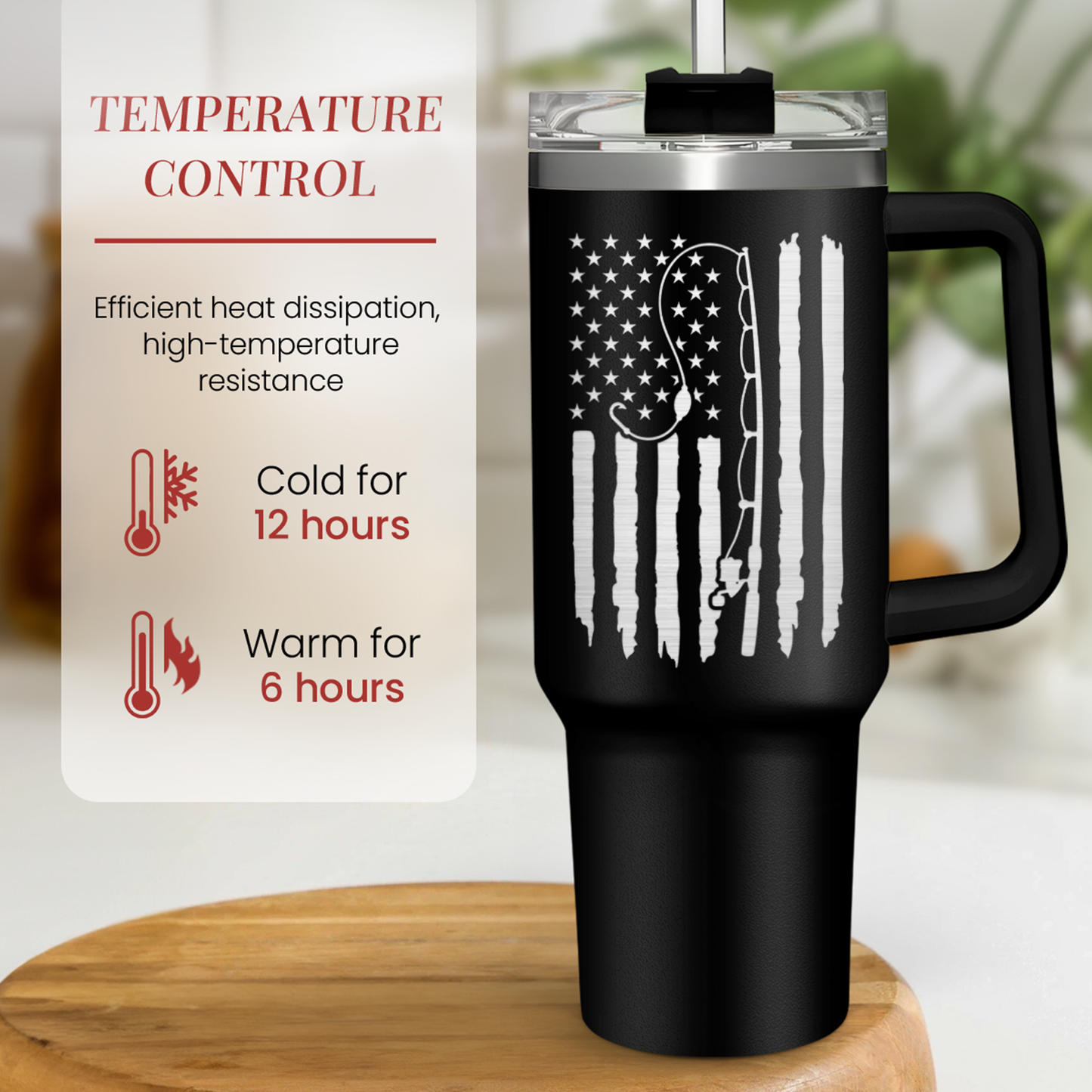 Fishing Tumbler with Handle 40oz, Fishing Gifts for Grandpa Dad Husband, Fish Cup Tumblers with Lid & Straw, Fisherman Gifts for Men, Fishing Gift for Christmas Birthdayc