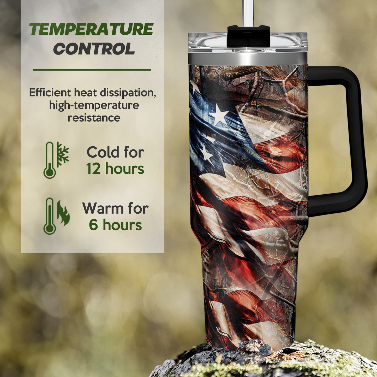 Hunting Tumbler with Handle for Men, Hunter Gifts for Men Dad Grandpa Husband Boyfriend, 40oz Stainless Steel Insulated Tumblers Hunters Gift for Birthday Christmas Fathers Day