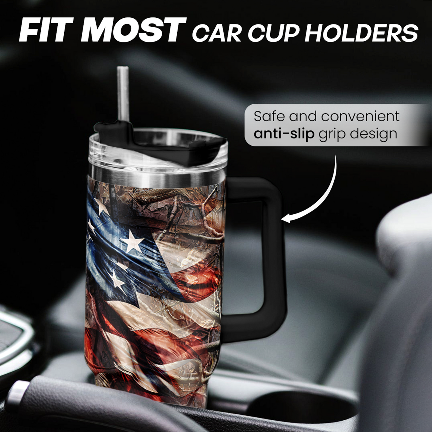 Hunting Tumbler with Handle for Men, Hunter Gifts for Men Dad Grandpa Husband Boyfriend, 40oz Stainless Steel Insulated Tumblers Hunters Gift for Birthday Christmas Fathers Day