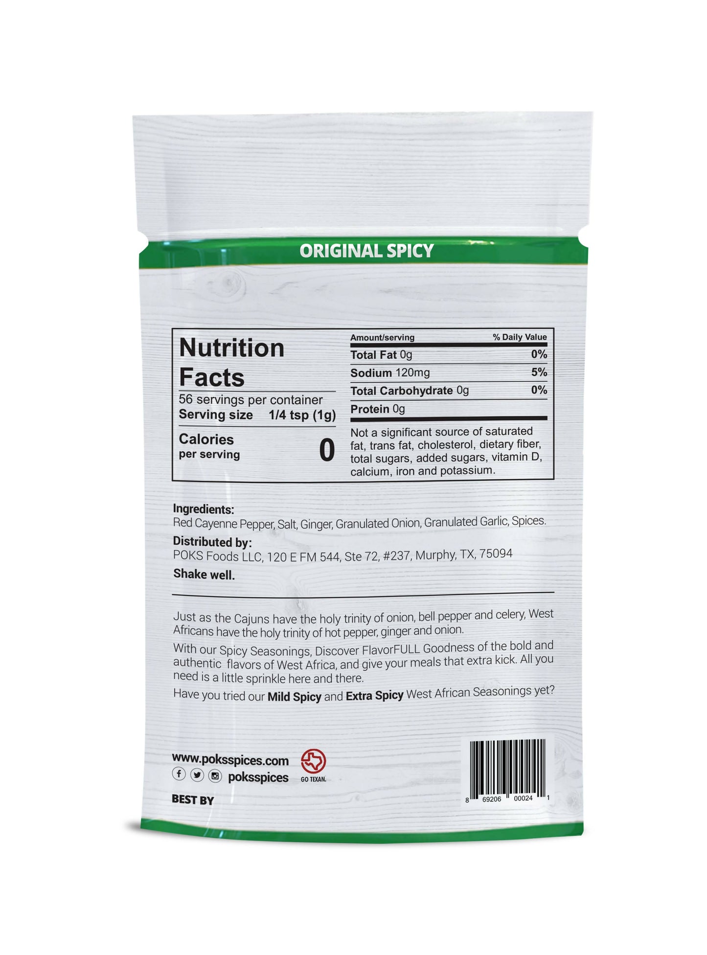 POKS Spices Original Spicy Cayenne-Based West African Seasoning - 25 x 2oz