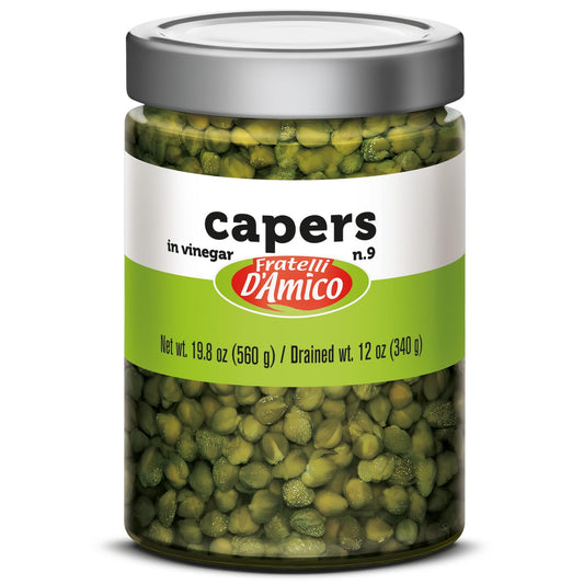 Fratelli D'Amico, Capers in Vinegar, Pickles no 9, 19.5oz, (580g)