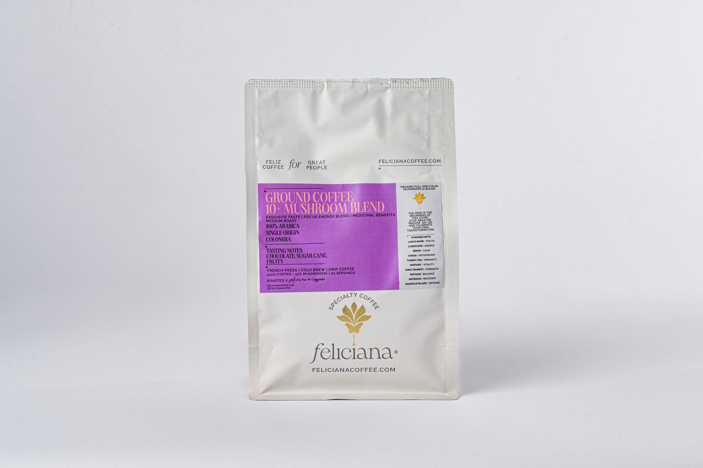 12 oz Mushroom Blend - Castillo Ground Coffee+ 10 adaptogen mushroom blend