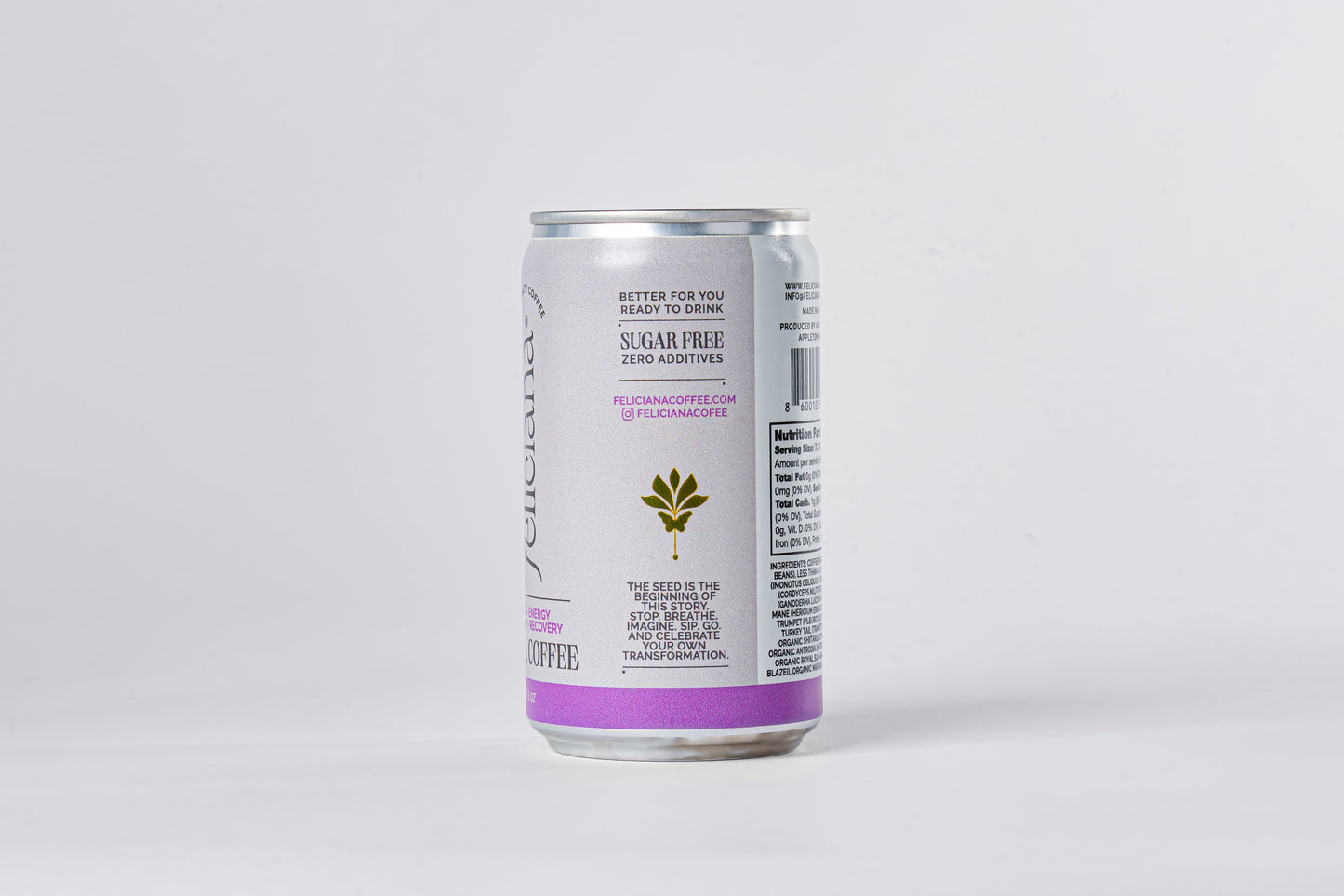 4-Pack Focus Energy Canned Black Coffee with 10 Adaptogen Mushrooms (7.5 oz)