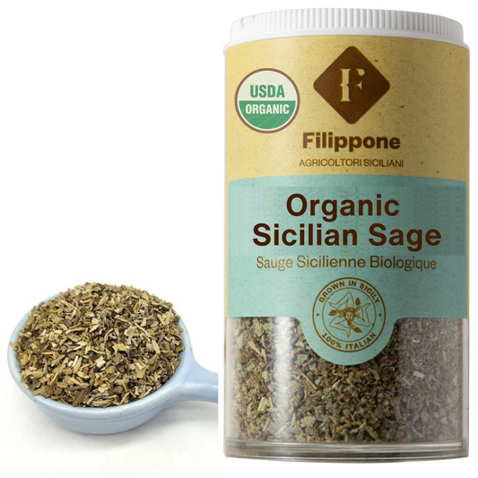 Filippone, Organic Crushed Sage Seasoning, Italian Dried Rubbed Sage, 0.52oz (15g)