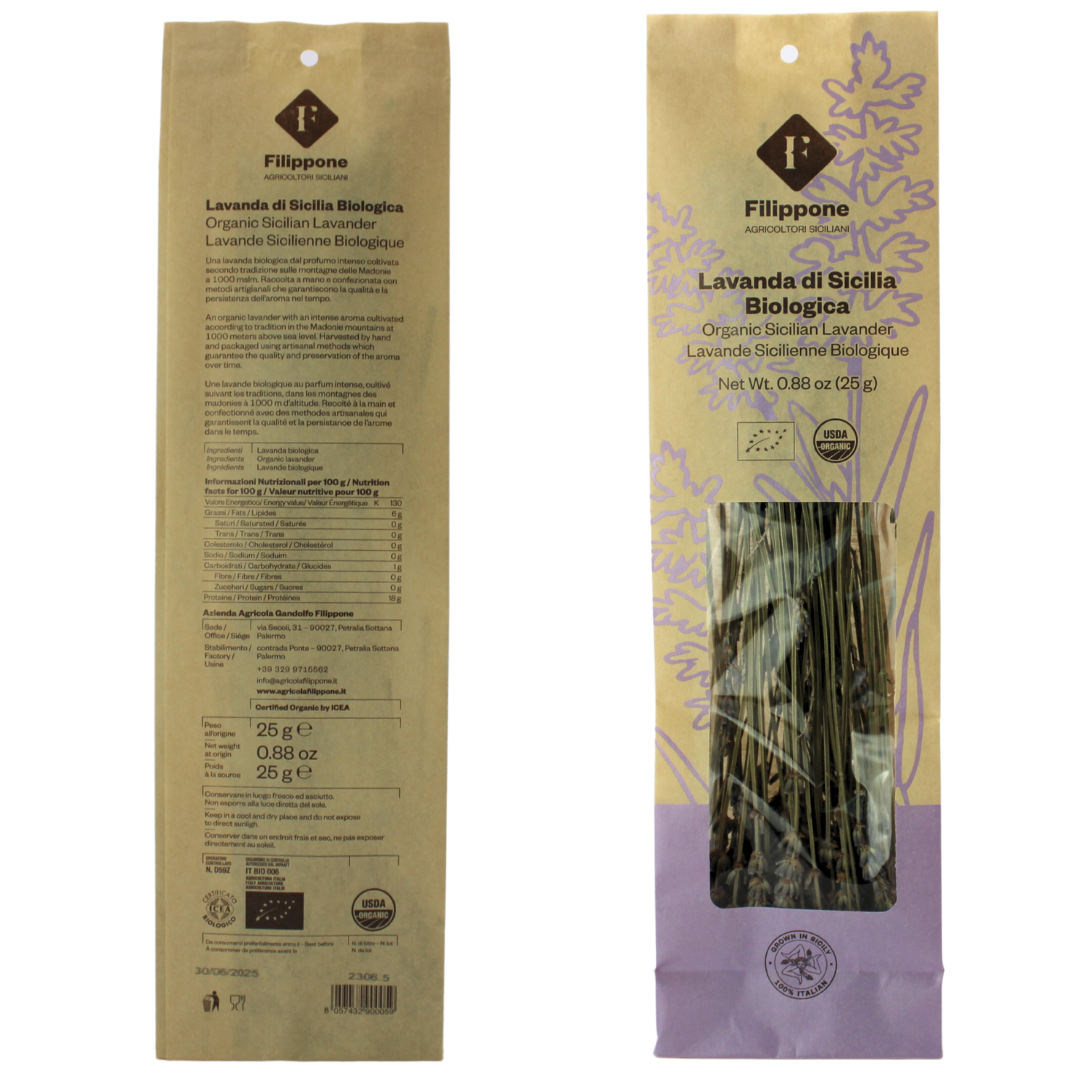 Filippone, Organic Dried Lavender Bunch, Italian Dried Lavender Branches, 0.88oz (25g)