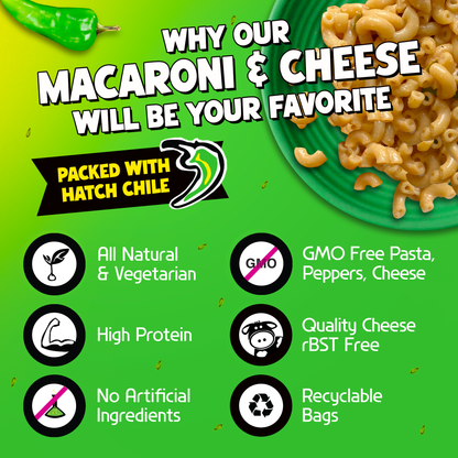 Hatch Green Chile, Garlic, Cheddar Mac and Cheese