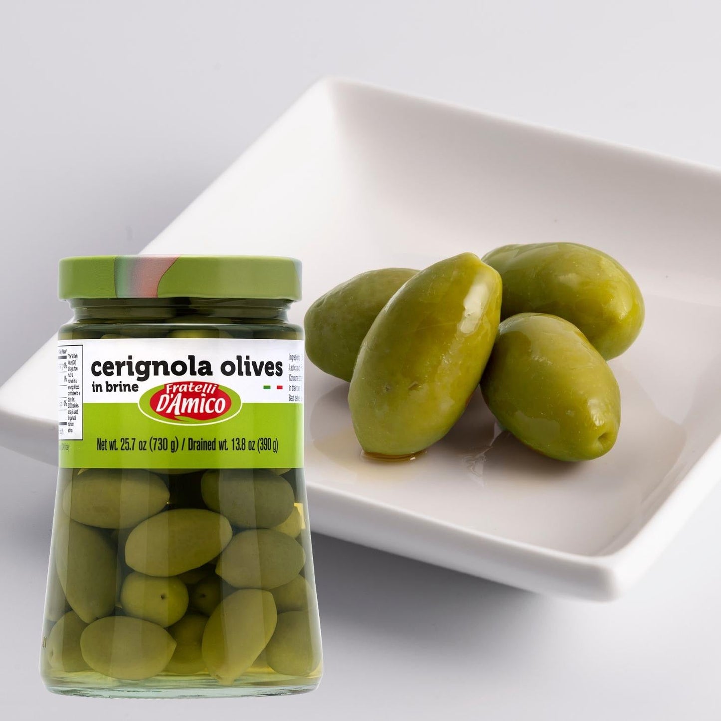 Fratelli D'Amico, Green Olives, Cerignola Olives In Brine, 730g (25.7 oz)