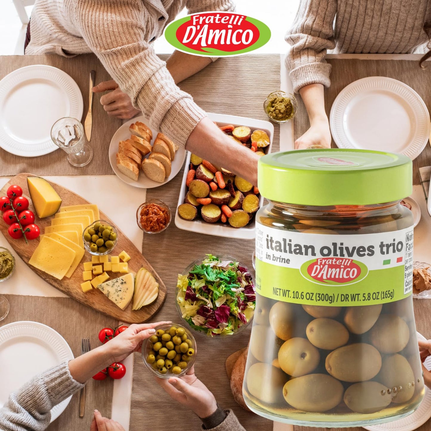 Fratelli D'Amico, Italian Olives Mix, Mediterranean Olives Mixed, 10.6 oz