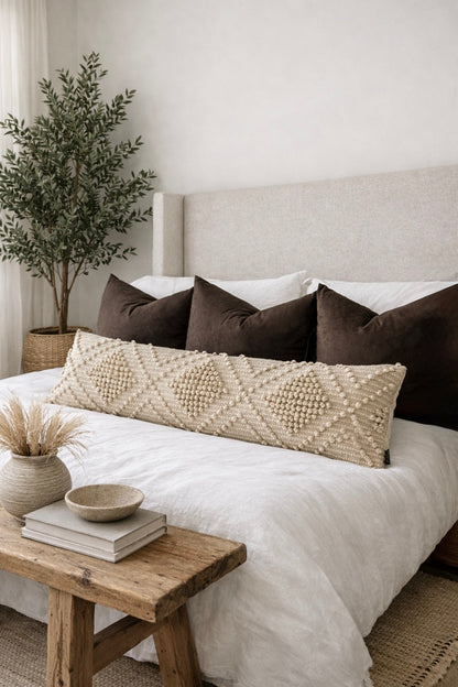 Verona Oversized Lumbar Pillow Cover – Neutral Textured Bed Pillow