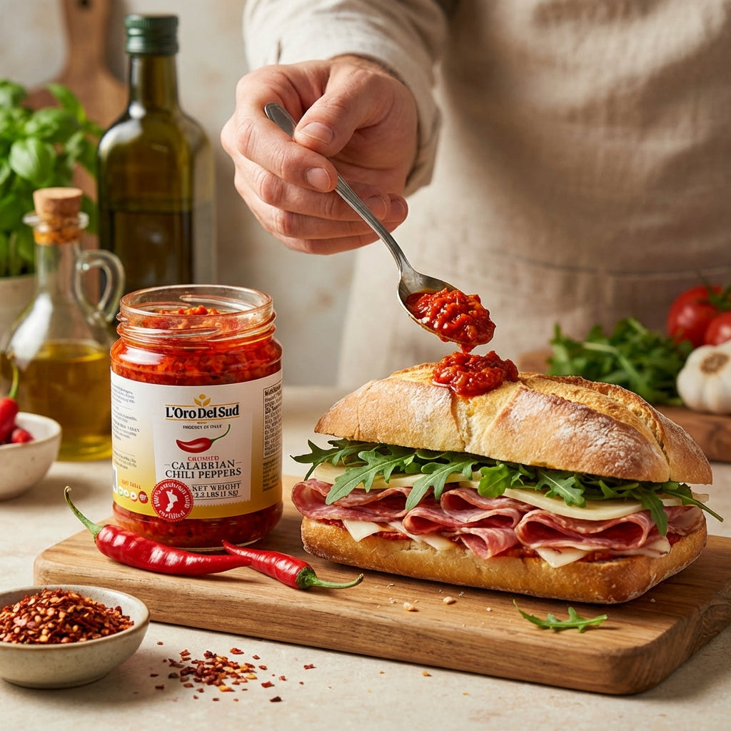 L'Oro Del Sud, Sliced Calabrian Chili Peppers, 9.8 oz  (280 g)
