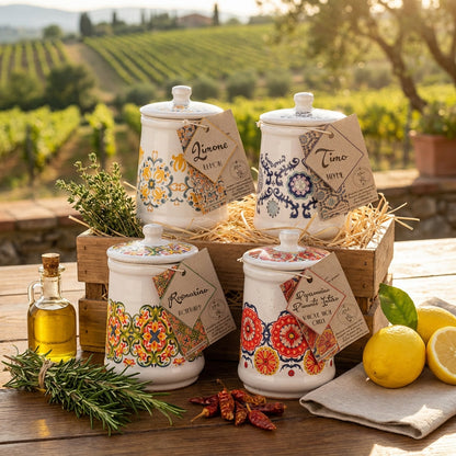 Artigiani dei Sapori, Dried Whole Hot Chili Peppers Ceramic Jar, 0.7oz (19g)