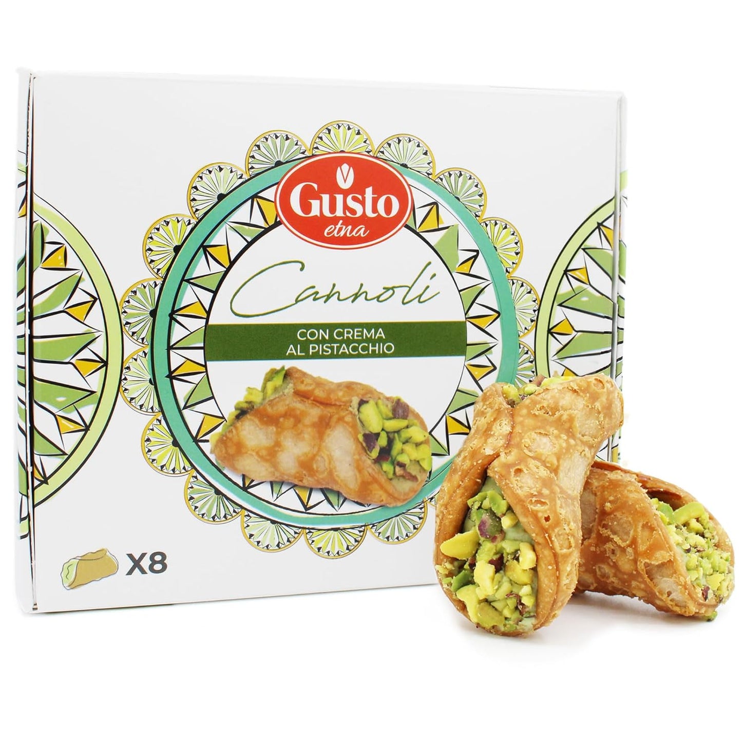 SALE! Gusto Etna, Sicilian 8 pcs Cannoli filled with Pistachio Cream Gift Box Exp. Date: March 2026