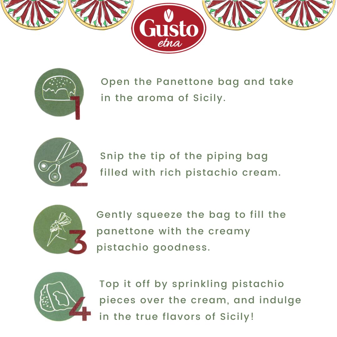 Gusto Etna, Sicilian Panettone Kit with Pistachio Cream and Chopped Pistachios