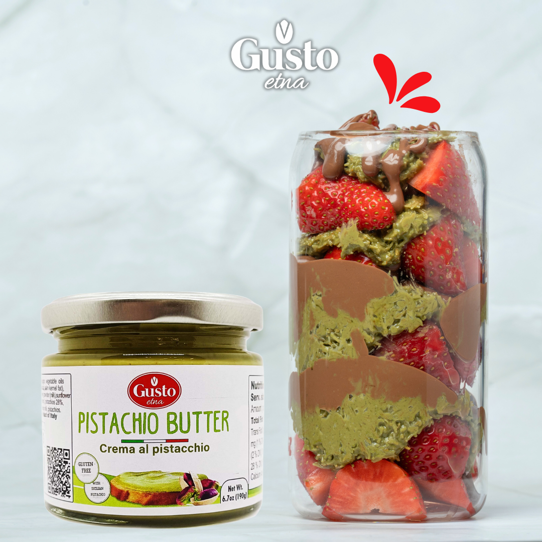 Gusto Etna Pistachio Cream Butter 190g (6.7 oz) – 28% Pistachio, Made in Sicily, Italian Pistachio Spread for Gelato, Pastry & Dessert