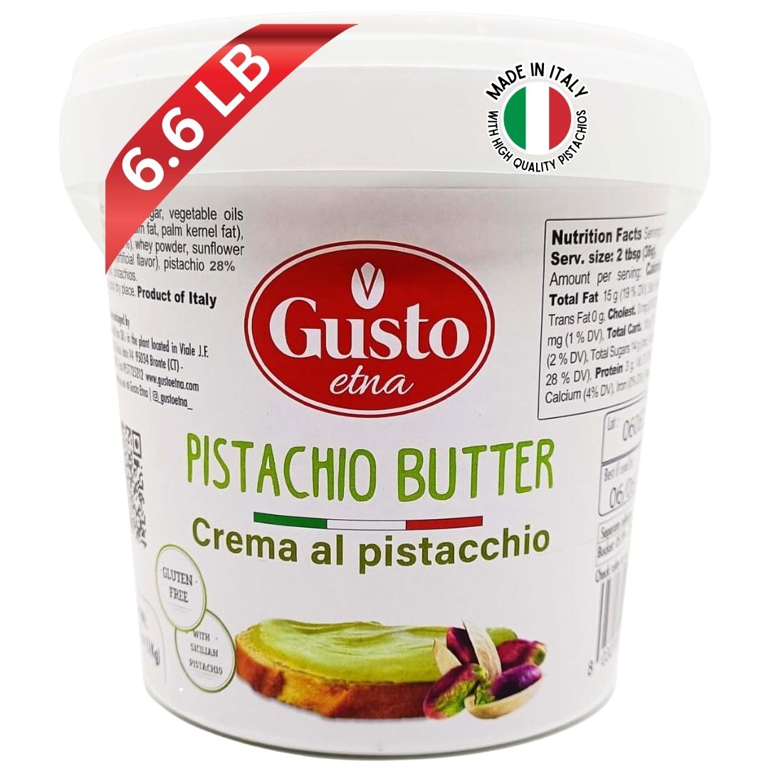 Gusto Etna Sicilian Pistachio Cream Spread (35% Pistachio) – 3kg / 6.6 lb Bulk