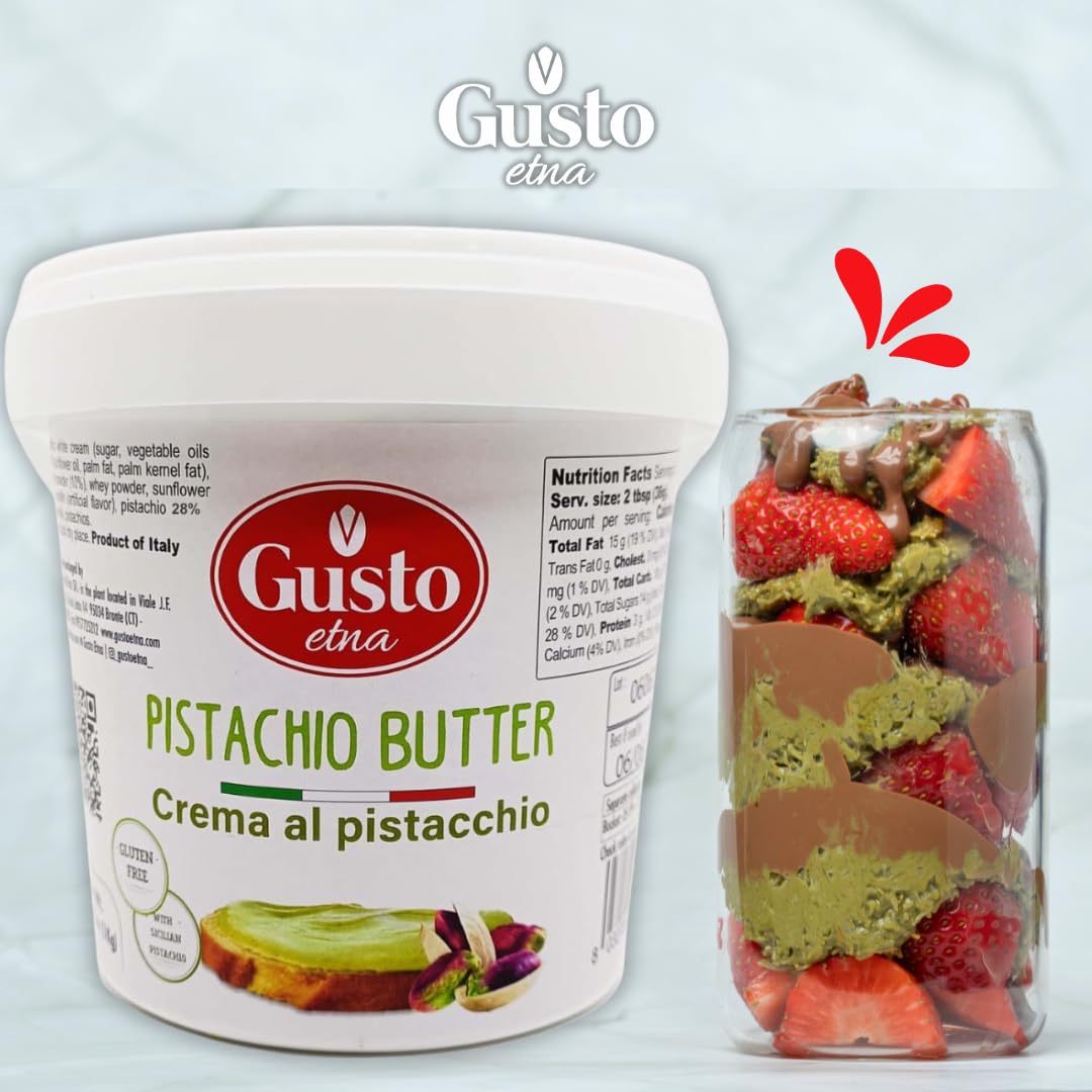 Gusto Etna Sicilian Pistachio Cream Spread (35% Pistachio) – 3kg / 6.6 lb Bulk