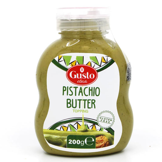 Gusto Etna Pistachio Butter Squeeze Bottle 200g (7.05 oz) – 20% Pistachios, Italian Pistachio Cream Spread for Desserts & Viral Dubai Strawberry Cup