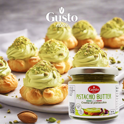 Gusto Etna Pistachio Cream Butter 190g (6.7 oz) – 28% Pistachio, Made in Sicily, Italian Pistachio Spread for Gelato, Pastry & Dessert