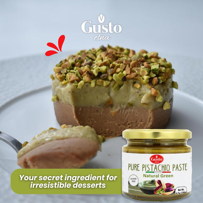 Gusto Etna Pure Pistachio Paste 6.07 oz (172g) Jar – 100% Pistachios, Unsweetened Italian Pistachio Butter, No Sugar, Product of Sicily