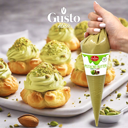 Gusto Etna Pistachio Nut Butter Cream Squeeze Pouch 400g (14.1 oz) – 20% Pistachio, Made in Italy, Pistachio Spread for Gelato, Pastry & Desserts