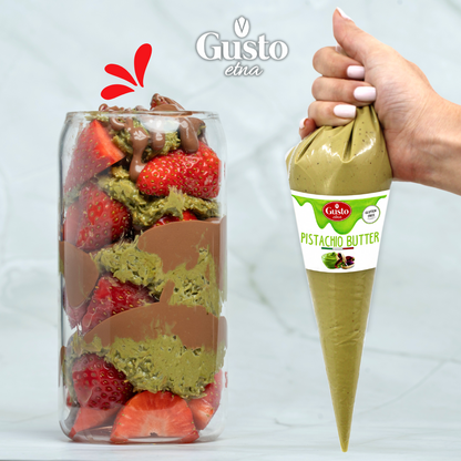 Gusto Etna Pistachio Nut Butter Cream Squeeze Pouch 400g (14.1 oz) – 20% Pistachio, Made in Italy, Pistachio Spread for Gelato, Pastry & Desserts