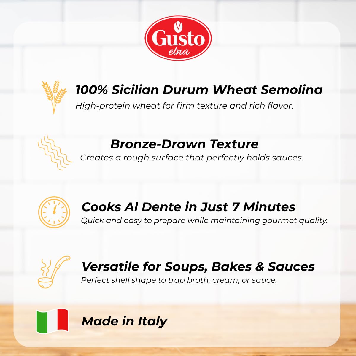 GUSTO ETNA, Gnocchette Shell Pasta - Sardinian Shell (500g)