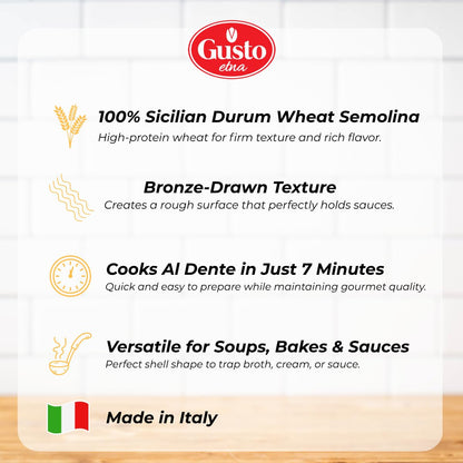 GUSTO ETNA, Gnocchette Shell Pasta - Sardinian Shell (500g)