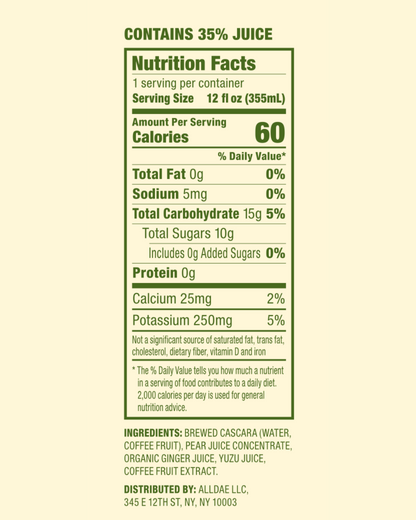 AllDae Ginger Yuzu Superfruit Soda Can - 12 cans x 12 oz case