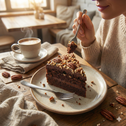 Andy Anand Chocolate Caramel Pecan Cake 9" - Fresh Baked Handcrafted Cake, Decadent, Delicious (2.8) lbs