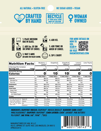 Gin & Tonic Infusion Kit – Sugar Free - Travel Cocktail Tea Bags